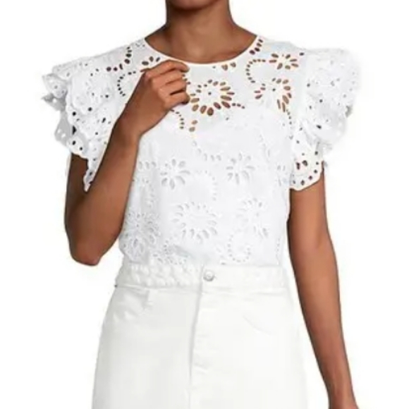 *SOLD* NWT HUGO BOSS | Flutter Sleeve Top   (b) - Picture 3 of 3